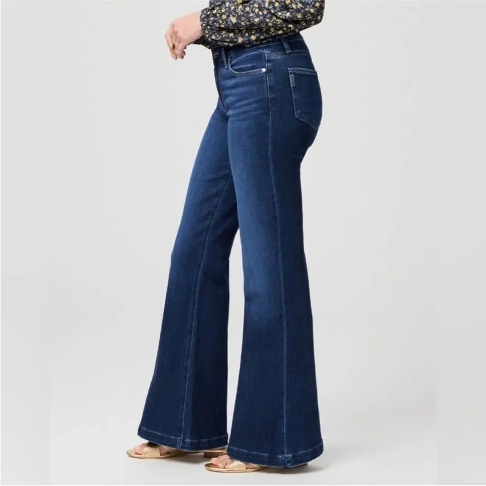 PAIGE Genevieve Dark Blue Flare Jeans,like New, sz 32 - Picture 2 of 12